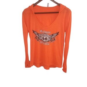 Reserved Oatman Arizona Route 66 Long Sleeve Orange Shirt Size Large